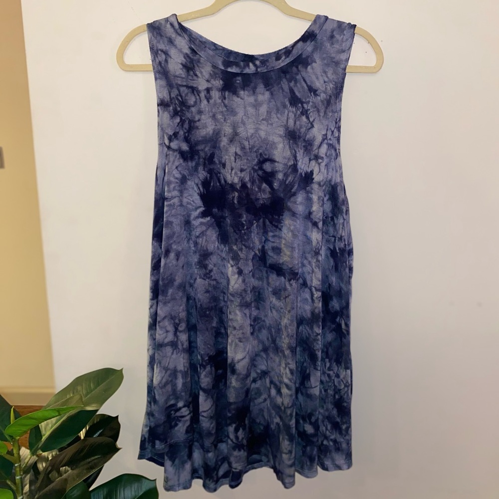 Blue tie dye mini dress